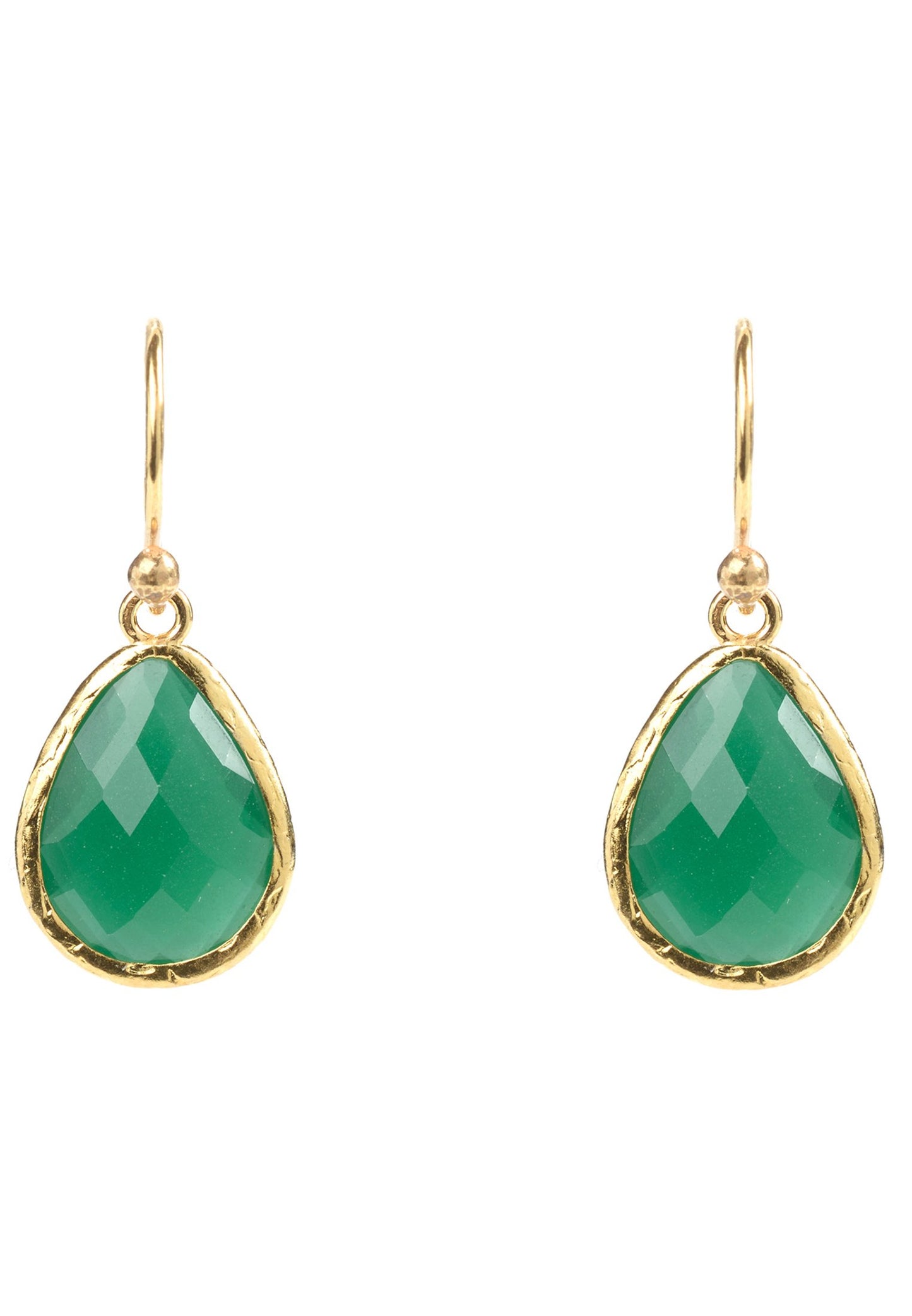 Petite Drop Earrings Green Onyx Gold