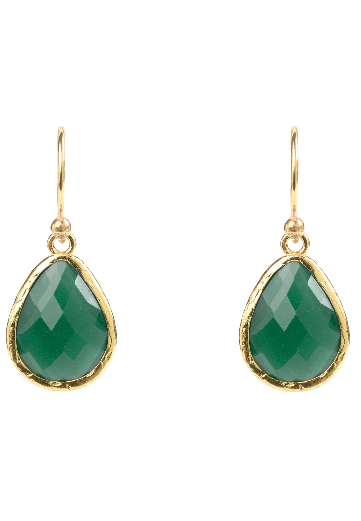 Petite Drop Earrings Green Onyx Gold